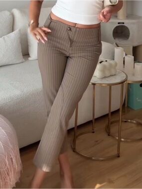 Zara Taupe Pinstripe capri Pants